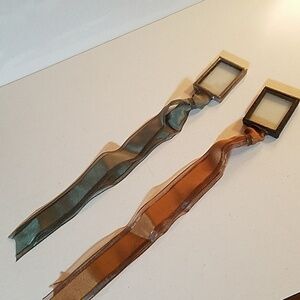 Bundle of 3 Vintage Photo Frame Bookmarks 1" x 1.5" 8" Sheer Ribbon